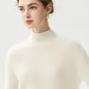 Suéter de Cachemir de Color Sólido con Cuello Medio Alto Estilo Minimalista Modelo Básico para Mujer Tejido de Lana Estilo Nuevo Manga Larga Suéter de Tacto de Alta Gama