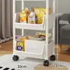 Estante de chão simples para uso doméstico, infantil, multicamadas, armário de armazenamento com rodas, estante pequena para espaços estreitos contra a parede, prateleira de armazenamento