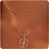 Collar de Cobre con 26 Letras Transfronterizo de Amazon para Mujer, Cadena para Clavícula con Colgante Personalizado en Capas de Alta Gama, Joyería Versátil y Elegante
