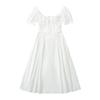 25033-25 Primavera Nuevo Francés Retro Elegante Casual Cuello Cuadrado Puntada de Encaje Aro de Acero Ajustado Vestido