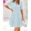 Vestido Largo de Verano 2025 Nuevo Estilo Transfronterizo Europeo y Americano para Mujer Popular en Amazon Aliexpress con Cuello en V Mangas Cortas y Corte