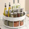 Prateleira de Temperos de Cozinha Transfronteiriça Prateleira Giratória de Armazenamento Bancada de Cozinha Multifuncional Temperos Espessada Caixa de Armazenamento de Camada Dupla
