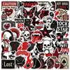 Set de pegatinas geniales de rock rojas y negras, pegatinas para material de diario estilo oscuro, pegatinas decorativas DIY para coche y patineta en stock