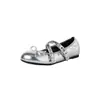 Zapatos Planos de Ballet Mary Jane de Piel de Cordero con Remaches y Lazo Dulce y Salado 2026 Otoño Punta Redonda Hebilla Cuero Genuino para Mujer