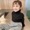 [En stock] Suéter Joker de cuello alto para niña, invierno 2025, nuevo estilo extranjero, color sólido, para niñas pequeñas