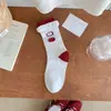 Calcetines dulces de oso estilo japonés para otoño e invierno para mujer, calcetines de encaje a media pantorrilla estilo universitario, calcetines casuales versátiles lindos de dibujos animados para mujer