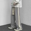 Pantalones deportivos para hombre, de otoño e invierno, holgados, rectos, con cordón y rayas, informales