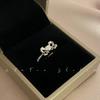 Anillo de perla con lazo para mujer, ligero, de lujo, de alta gama, estilo coreano dulce, abierto.