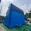 Tobogán acuático inflable de varios niveles y ondulado, azul y blanco, con múltiples carriles, cuatro carriles para deslizamiento sincronizado, equipo de juegos acuáticos a gran escala para áreas escénicas