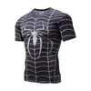 Camiseta Esportiva Estampada 3D de Manga Curta Justa Impressão Digital Roupas de Fitness Roupas de Treinamento Respirável e que Absorve o Suor
