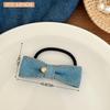 Clip de Lazo de Mezclilla Retro Azul a Cuadros Accesorio para el Cabello Niña Horquilla Versátil Clip de Tiburón en la Parte Posterior de la Cabeza