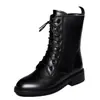Botines de Tobillo Estilo Británico para Mujer 2026 Otoño/Invierno Nuevos Botines de Tacón Bajo a Media Pantorrilla Versátiles Con Felpa Caliente Botines de Tobillo de Tacón Grueso