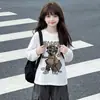 Conjunto Casual para Niñas 2026 Otoño Nuevo Estilo para Niños Mayores, Camiseta de Manga Larga de Dibujos Animados, Camiseta Básica, Pantalones Deportivos, Pantalones Cargo