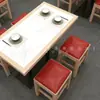 Mesas y Sillas Modernas Minimalistas para Restaurante de Comida Rápida, Mesa Larga de Pizarra de Madera Maciza para Tienda de Fideos, Mesas y Sillas para Restaurante Occidental, Sofá Doble con Funda Suave