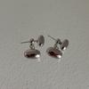 Par de brincos de metal oval com sensação de alta qualidade, brincos de moda versáteis e de temperamento simples, estilo coreano para mulheres, brincos brincos