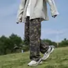 Pantalones de Punto Camuflaje Color Block Americanos para Hombre Otoño Caída Holgados Casuales Corte Limpio Pierna Recta Largos