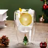 Taza Sandwich de Vidrio de Doble Capa al por Mayor Spot Regalo Creativo de Navidad Taza para Bebidas Vidrio de Borosilicato Taza de Doble Capa