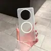 Adequado para Capa de Celular Honor Magicv6, Capa Protetora Transparente Magnética de Eixo Duplo V5 Ultra-Fina Anti-Queda de Verão Ice Mist
