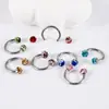 Pendientes en forma de U de Acero Inoxidable Transfronterizos Herradura Sin Goteo de Aceite Bola de Diamante Completo Diente Exterior de Acero Inoxidable Piercing de Nariz Anillo de Nariz Joyería