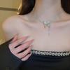 Collar de diamantes de alta calidad para mujer, diseño popular en Internet, con borlas, simple, elegante, tridimensional, con mariposa, cadena de clavícula.