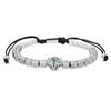 Explosiones Europeas y Americanas Pulsera de Titanio Cabeza de Leopardo con Acero Inoxidable Cuentas de Piña Cuerda de Mano Tejida Ajustable para Hombre Punk
