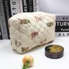 Bolsa de cosméticos con diseño de conejo de dibujos animados y flores, de gran capacidad, portátil, para viaje, para guardar artículos diversos, juego de tres piezas