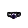 Anillo para Mujer Huajie Retro Negro Dorado Calavera Circonita Morada Estilo Punk Halloween Joyería Popular Cruz Venta al por Mayor