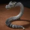 Nuevo brazalete grande de pitón finamente elaborado estilo chino, creativo y único, texturizado, brazalete retro grueso para hombre, moderno