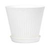Macetas Redondas con Boca Ancha Rayadas de Color Puro de Plástico Escarchado con Platos de Amazon para Plantación de Flores en Interiores y Exteriores