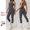 Especializada em Macacões de Gola Halter com Bojo Amazon Transfronteiriça Europeia e Americana Macacões de Yoga Apertados de Alta Elasticidade para Meninas Europeias e Americanas