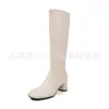Botas Altas hasta la Rodilla de Piel de Oveja de Dos Capas + Súper Elásticas para Mujer, Nuevo Estilo Otoño, Punta Redonda, Tacón Alto Grueso, Botas Altas Elásticas, Botas de Mujer