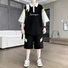 Talla Extra Grande 150 kg Más Talla Camisa Polo de Manga Corta Traje Deportivo Casual Pantalones Cortos de Verano para Hombre Conjunto de Dos Piezas