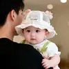 Sombrero de Bebé Verano Malla Fina Transpirable Sombrero de Pescador Princesa para Niñas con Adorno de Encaje Sombrero de Pescador de Protección Solar Princesa