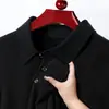 Suéter de malha outonal transfronteiriço com gola de pele sintética, mangas compridas, cor sólida, adequado para homens de meia-idade, estilo casual e simples, perfeito como segunda pele.