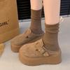 Pantuflas Peludas de Otoño para Mujer Pequeñas con Punta Cerrada, Piel Suave, Nuevo Medio Zapato, Plataforma Escarchada 2024 Suela Gruesa Aumento de Altura