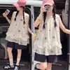 Conjunto Feminino Doce e Fofo 2026 Verão Novo Elegante Flores Bordadas Sem Mangas Top Shorts Conjunto de Duas Peças Tendência