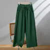 Pantalones tipo "dad" de algodón y lino, estilo retro para mujeres de mediana edad y mayores, pantalones rectos transpirables y de corte holgado para el verano
