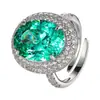 2025 Huabi Joyería Base de Cobre Chapado en Oro Moda Retro Anillo de Para Verde Simulado Femenino 12*16 Mayoreo