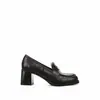 Versión de Piel de Vaca ~7cm Tacón Grueso Mocasines con Estampado de Caballo Zapatos Pequeños de Cuero para Mujer Suela Gruesa Slip-on Persona Perezosa Británica Zapatos de Tacón Alto Individual