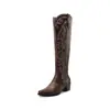 Botas Western de Estilo Nuevo, Botas de Montar de Caña Alta Bordadas a la Moda, Botas Británicas para Mujer, Botas de Tacón Medio Grueso, Tallas Grandes 40-43, Botas de Exportación