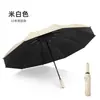 Paraguas automático de alta gama para sol y lluvia de doble uso, reforzado, con recubrimiento negro y logo impreso, paraguas para regalo de empresa