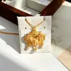 Collar con Candado de Seguridad de Peces Koi Rosas Chapado en Oro Estilo Antiguo para Mujer, Colgante de Perla de Color Fuerte que Conserva el Color, Nueva Cadena para Suéter Estilo Chino