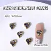 Manicure Outono e Inverno Amarelo Maillard Roxo Estampa de Leopardo Joias Metálicas Cor de Café Estampa de Leopardo Coração Torto Formato Especial DIY Decoração de Liga