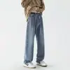 Jeans versátil de perna reta retrô americano para homens, novo 2026 calça longa casual versátil solta de alta rua, algodão masculino