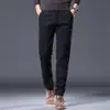 Comércio Exterior Transfronteiriço Estilo Coreano Calça Casual de Algodão Puro com Forro de Lã Calça Masculina Fashion de Corte Reto Outono e Inverno Calça Espessa Slim-Fit para Negócios