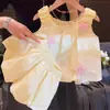 Conjunto de Pantalones con Peto Floral de Nuevo Estilo para Niñas, Chaleco Floral Elegante, Shorts para Bebé Niña, Ropa Infantil