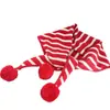 Bufanda Triangular de Punto Súper Linda con Rayas Rojas en Forma de Bola, Efecto Iluminador, Chal Cálido para Otoño e Invierno, Calentador de Cuello, Bufanda para Estudiantes para Mujer