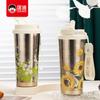 Garrafa Térmica Kuangdi de Titânio Puro Copo de Café para Duas Bebidas Kuangdi Nº 5958 Copo de Titânio Alto Valor de Cor Copo com Canudo Acompanhante para Homens e Mulheres