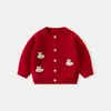 Cárdigan de Punto con Patrón de Champiñones 3D para Niños, Nuevo Abrigo de Algodón Clase A para Niñas Otoño/Invierno, Suave y Lindo Top para Bebé