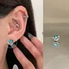 Aretes Brillantes de Zircón Estrella Azul Aretes Frescos de Primavera y Verano Aretes de Acero de Titanio de Fondo Plano para Mujer Aretes Versátiles Venta al por Mayor